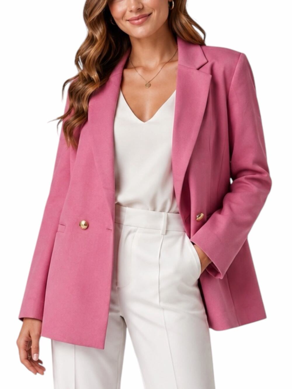 Talbots Double Knit Long Blazer Jacket Double Breasted Pink Size 22W